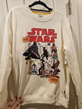 Star Wars Graphic Crewneck Sweatshirt - Cream with Red Logo Size Small Nwt